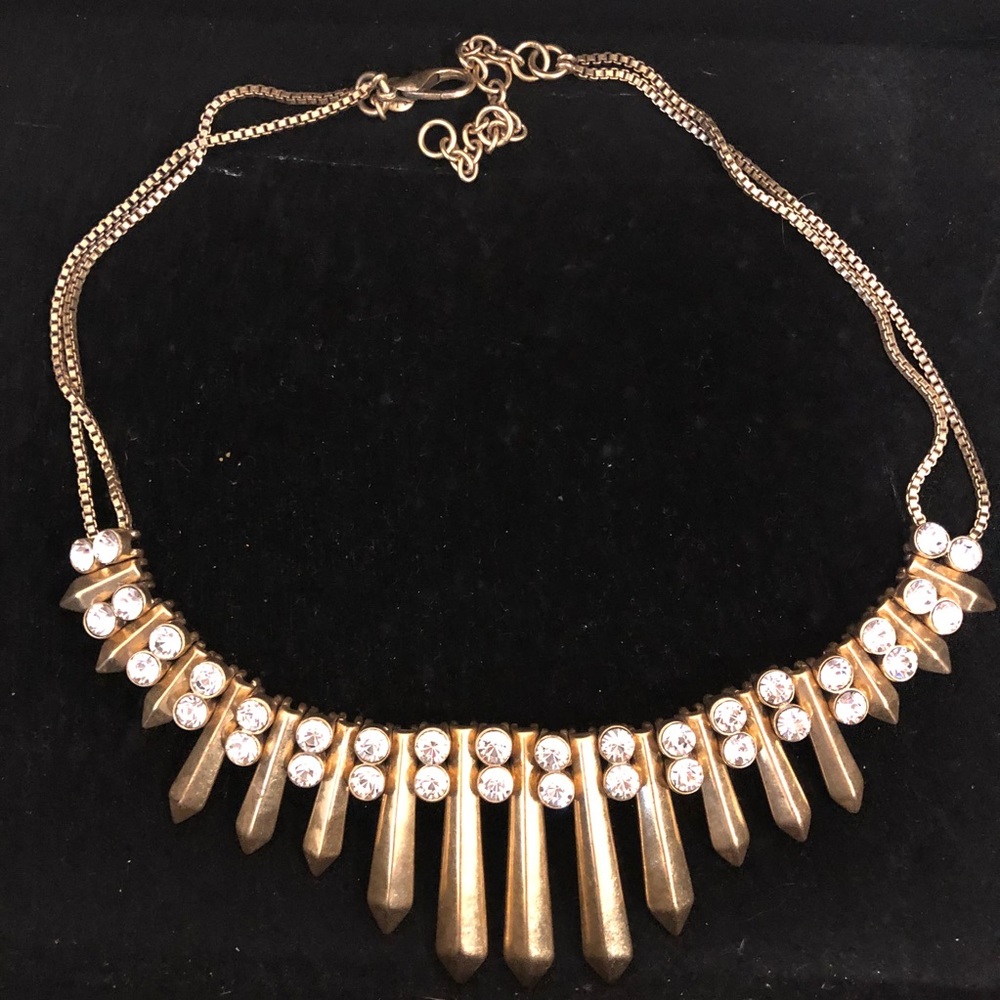 J. Crew Statement Necklace Gold with Crystals